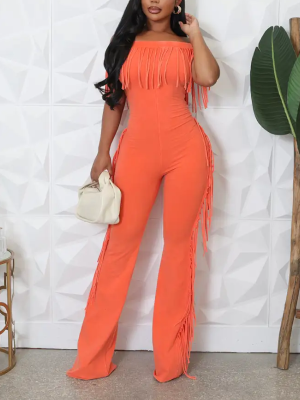 Solid Fringed Jumpsuit
