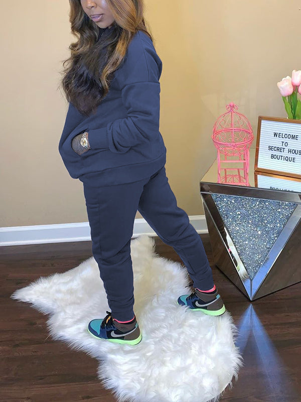 Solid Sweatshirt & Jogger Pants Set