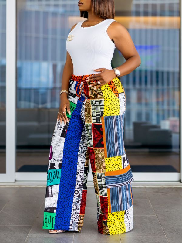 Printed Wide-Leg Pants