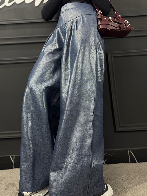 Faux-Leather Wide-Leg Pants