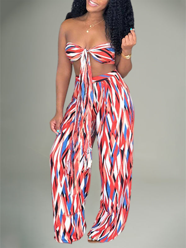Printed Bandeau Top & Pants Set