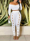 Off-Shoulder Tee & Cutout Pants Set