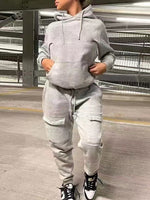 Morchique Solid Hoodie & Cargo Pants Set