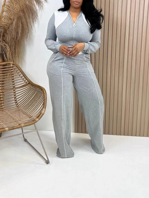 Two-Tone Zip Top & Pants Set