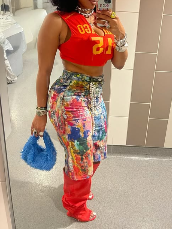 Printed Cropped Pants