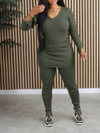 Ribbed V-Neck Top & Pants Set