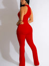 Solid Cutout Sleeveless Jumpsuit