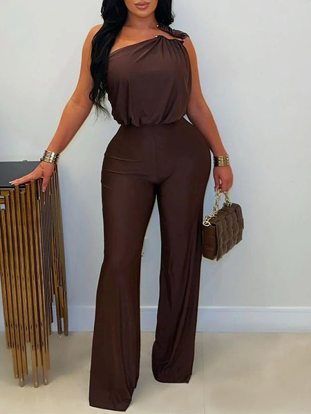 One-Shoulder Sleeveless Jumpsuit