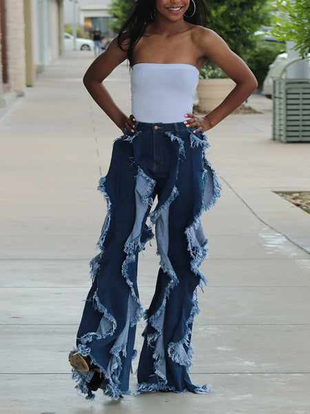 Ruffle Combo Jeans