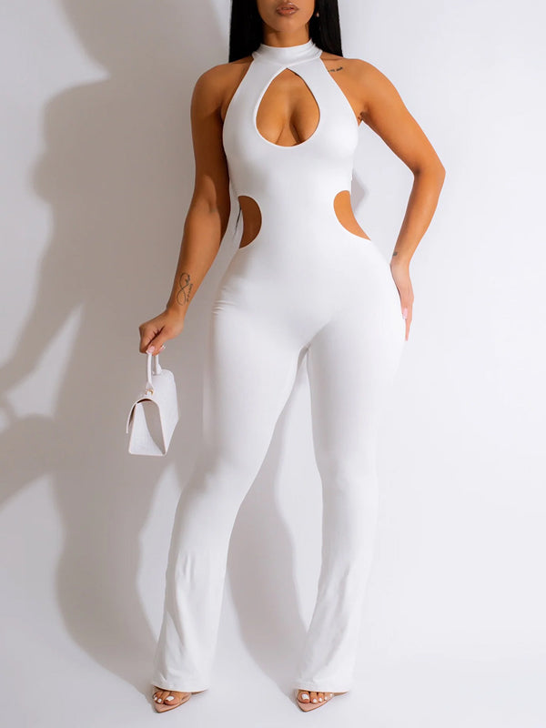 Solid Cutout Sleeveless Jumpsuit