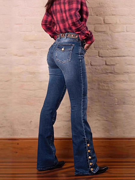 Button Flared Jeans