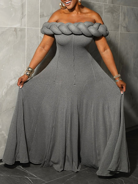 Solid Off-Shoulder Maxi Dress