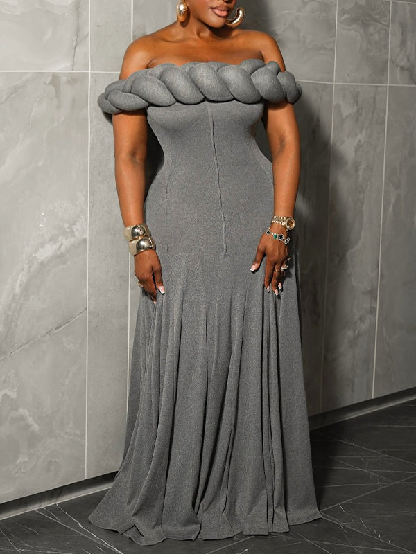Solid Off-Shoulder Maxi Dress