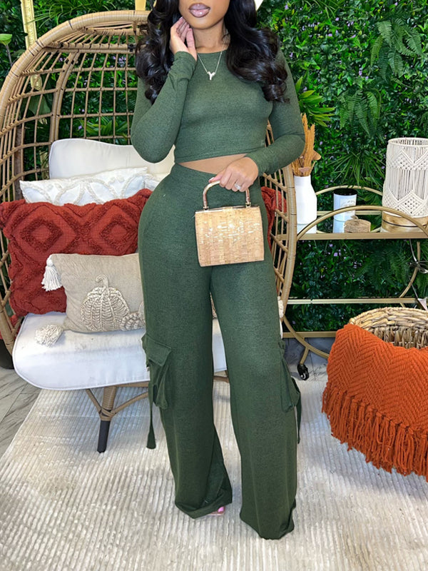 Morchique Solid Sweatshirt & Cargo Pants Set