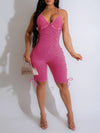 Washed Lace-up Cami Romper