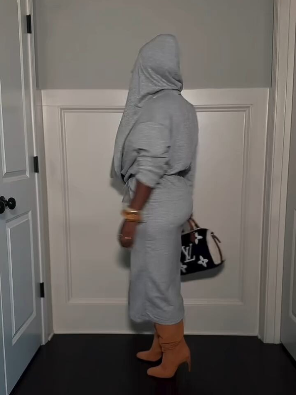 Solid Hoodie & Skirt Set