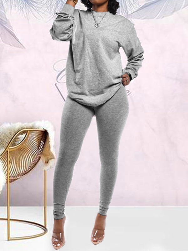 Morchique Solid Sweatshirt & Leggings Set