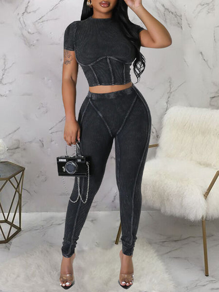Morchique Ribbed Crop Top & Pants Set