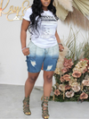 Ombre Denim Shorts