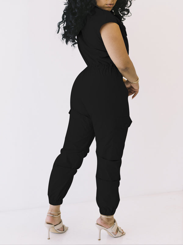 Morchique Button-Front Cargo Jumpsuit