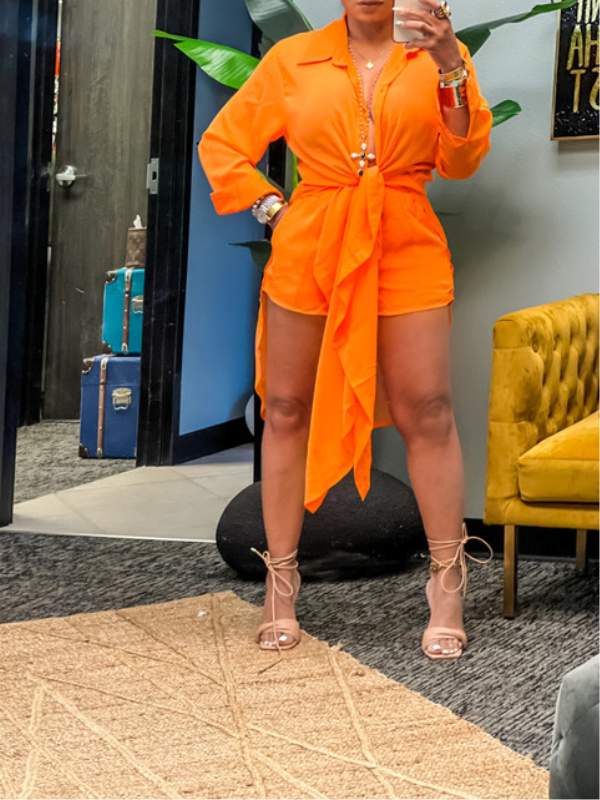 Chiffon Tunic Shirt & Shorts Set