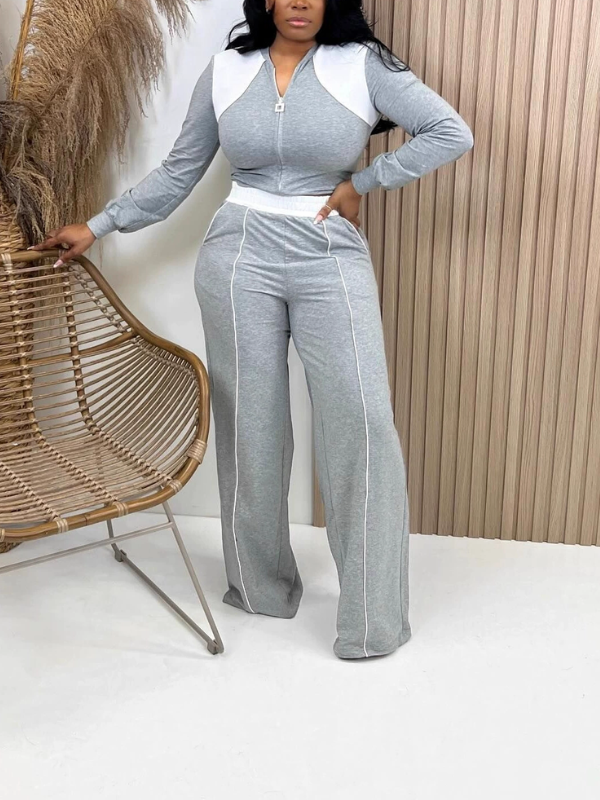 Two-Tone Zip Top & Pants Set