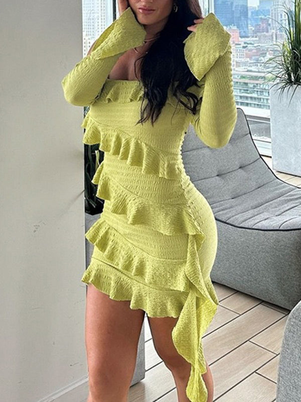 Off-Shoulder Ruffle Mini Dress