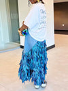 Feather Design Denim Skirt