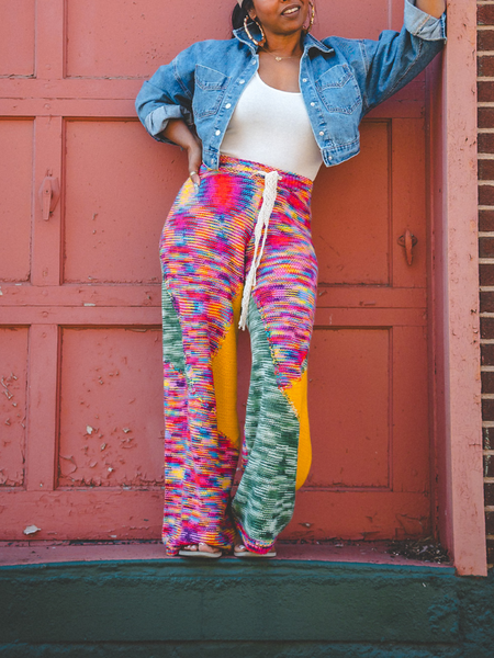 Colorblock Drawstring Knit Pants