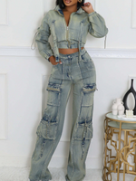 Denim Jacket & Cargo Jeans Set