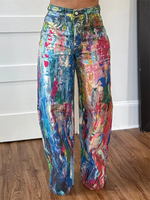 Abstract Printed Straight Jeans