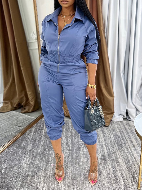 Zip-Front Cargo Jumpsuit