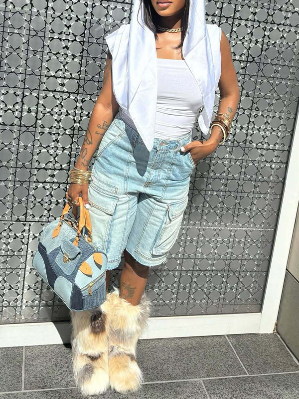 Cargo Denim Bermuda Shorts