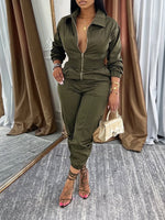 Zip-Front Cargo Jumpsuit