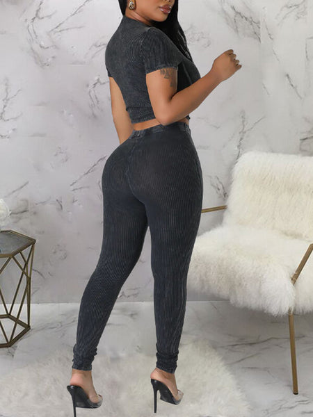 Morchique Ribbed Crop Top & Pants Set