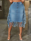 Fringe Combo Denim Skirt