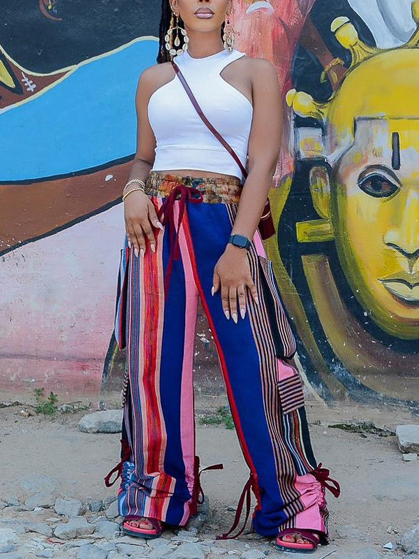 Morchique Printed Combo Wide-Leg Pants