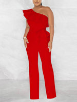 Morchique One-Shoulder Ruffle Tied Jumpsuit