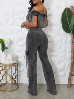 Solid Fringed Jumpsuit