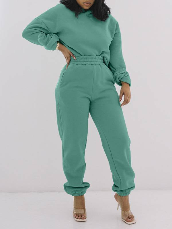 Morchique Solid Hoodie & Pants Set