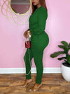 Solid V-Neck Drawstring Jumpsuit