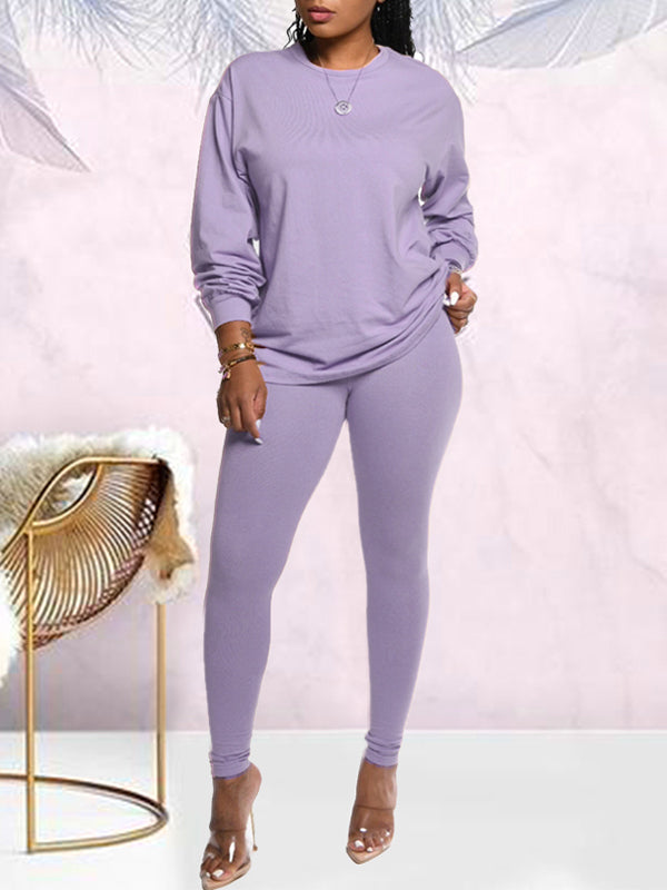 Morchique Solid Sweatshirt & Leggings Set