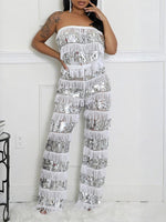 Sequin Fringe Tube Top & Pants Set