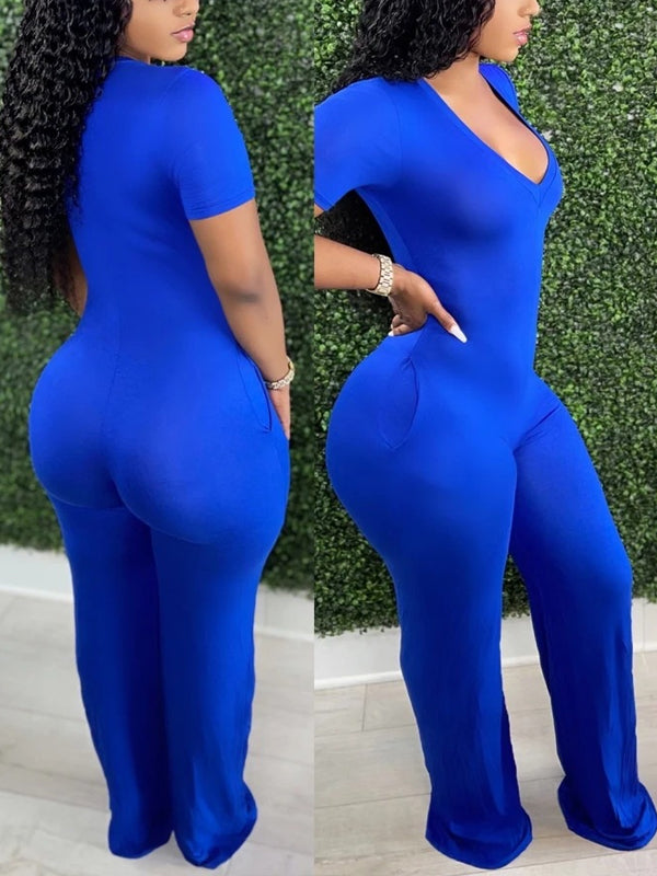 Morchique Solid V-Neck Jumpsuit