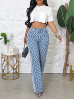Side Stripe Printed Jeans