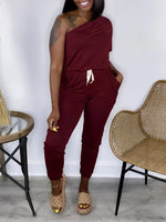 Solid One-Shoulder Jumpsuit