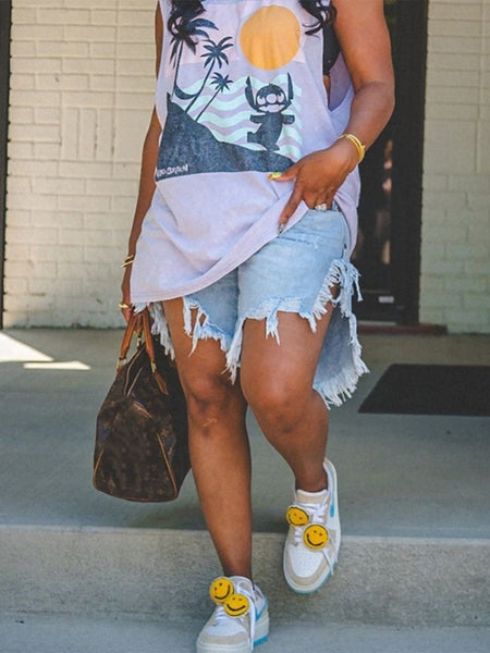 Ripped Denim Shorts