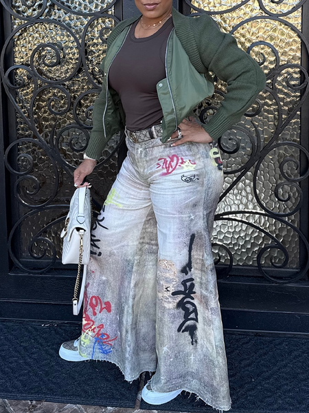 Printed Wide-Leg Pants