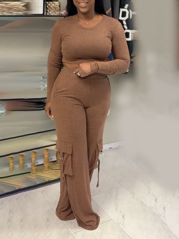 Morchique Solid Sweatshirt & Cargo Pants Set
