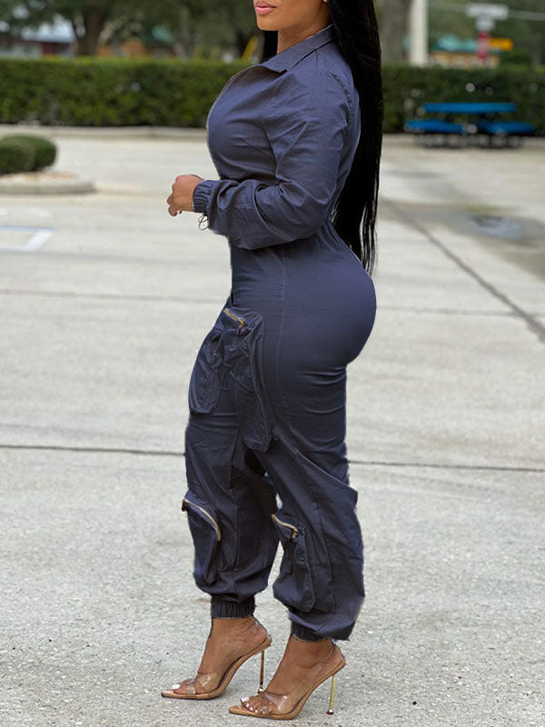 Morchique Zip-Front Cargo Pocket Jumpsuit